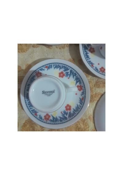 Antika China Damgalı Fincan Takımı Lacivert Lacivert