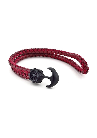 Siyah Metal Çapali Bordo Erkek Bileklik Bt256 Kırmızı