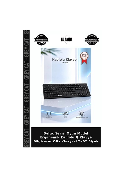 Delux Serisi Oyun Model Ergonomik Kablolu Q Klavye Bilgisayar Ofis Klavyesi Tk02 Siyah