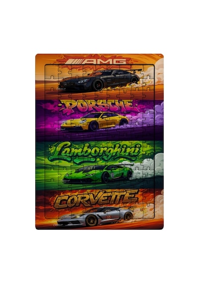 Ghostbastır Design Spor Arabalar 99 Parça Ayaklı Puzzle Dekoratif Çocuk Yapbozu 044