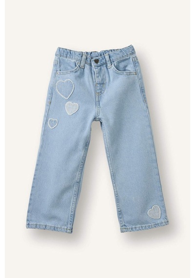 Defacto Kalp Patchli Pamuklu Pantolon Kız Bebek H0368A526SM