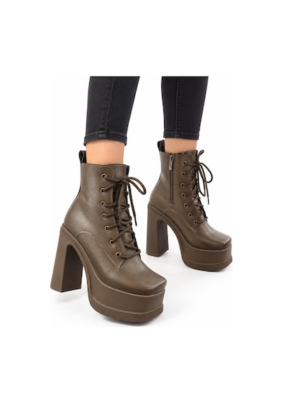 Asmi Shoes Kadın Magret Kahverengi Bağcıklı Detaylı 12 Cm Platform Topuklıu Fermuarlı Bot Asmi Shoes Kadın Magret Kahverengi Bağcıklı Detaylı 12 Cm Platform Topuklıu Fermuarlı Bot