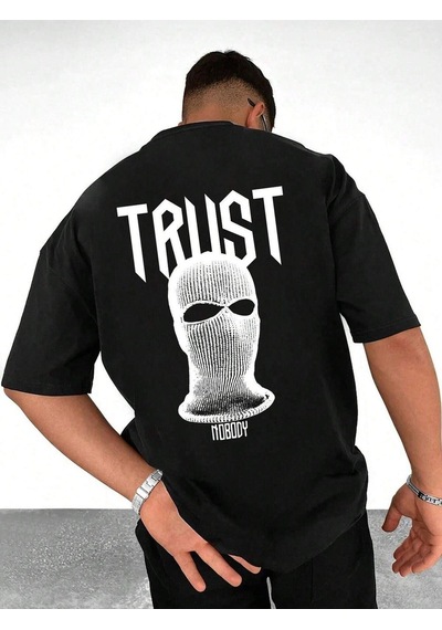 Trust Nobody Süprem T-shirt - Siyah Baskılı Oversize Bisiklet Yaka Tişört Siyah-75980 Trust Nobody Süprem T-shirt - Siyah Baskılı Oversize Bisiklet Yaka Tişört Siyah-75980
