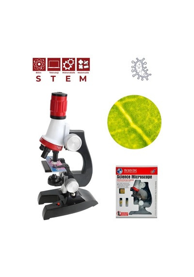 Temel Işıklı Bilimsel Çocuk Mikroskobu 100x 400x 1200x, Stem Eğitim Ve Deney Seti