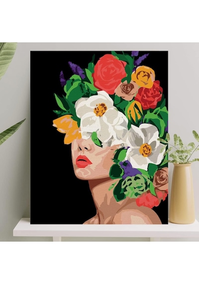Lexroo Sayılarla Boyama Tuval Seti Fırça Boya Dahil Çıtalı 40x50 Cm - Çiçek Deryası