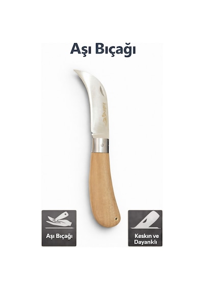 Senbang Aşı Kamp Bıçağı El Yapımı Keskin Bahçe Ve Ağaç Aşılama Kamp Bıçağı, Ahşap Saplı Profesyonel Aşı Kamp Çakısı Gri