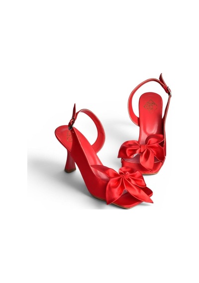 Fox Shoes K749384904 Kırmızı Saten Kumaş İnce Topuklu Kadın Ayakkabı