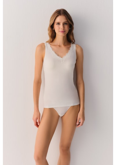 Suwen Comfy Modal Kalın Askılı Atlet Sw4028036 Ekru