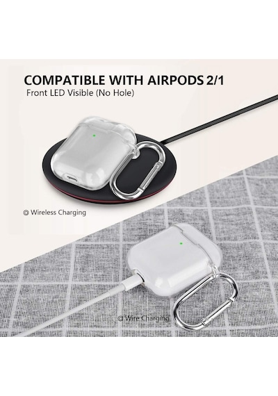 Apple Uyumlu AirPods 1. / 2. Nesil İle Kılıf Kristal Silikon Şeffaf Case Şeffaf