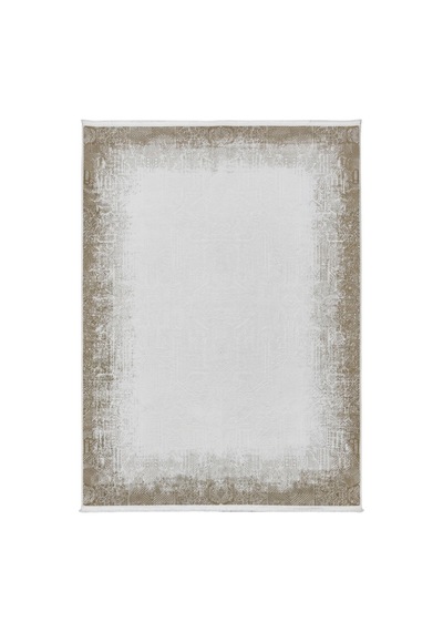 Merinos Vista Krem Renk Sarı Çerçeveli %100 Akrilik Yumuşak Dokulu Salon Oturma Odası Halısı 76337-70