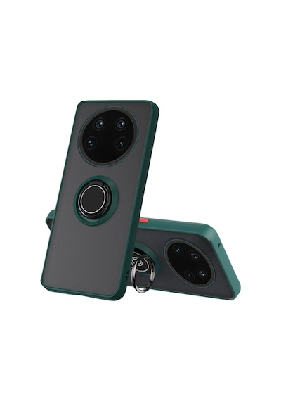 Xiaomi 13 Ultra Uyumlu Kılıf Yüzüklü Standlı Extra Darbe Koruma Sert Silikon Kapak - Yeşil