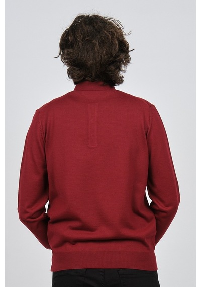 Pave Erkek Polo Yaka Yün Kazak 4538004 Bordo Bordo