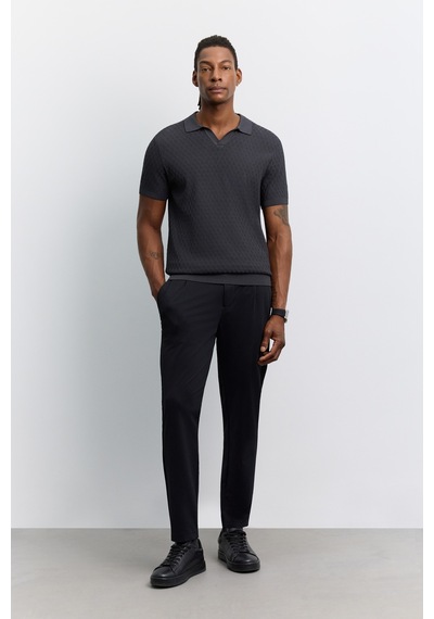 Avva Erkek Antrasit Polo Yaka Düğmesiz Rayon Karışımlı Regular Fit Triko T-shirt A62y5060