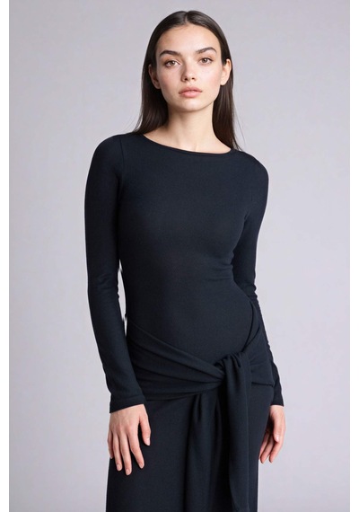 Defacto Bodycon Vücudu Saran Penye Midi Elbise G7878ax26spnv253 Lacivert-nv253