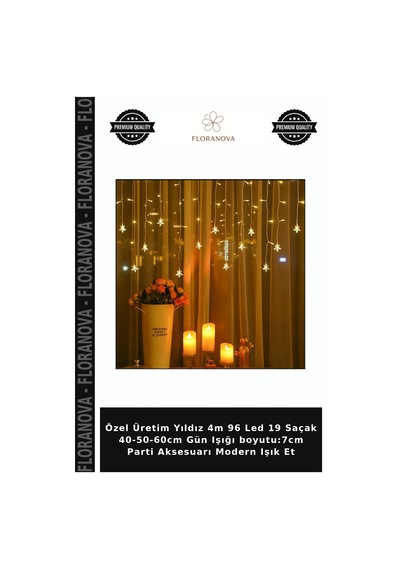 Özel Üretim Yıldız 4m 96 Led 19 Saçak 40-50-60cm Gün Işığı Boyutu:7cm Parti Aksesuarı Modern Işık Et