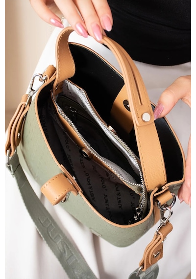 Just Polo Kadın Yeşil Taba 3 Gözlü Su Geçirmez Çapraz Ve Omuz Çantası 22 X 20 Cm Yeşil - Taba 45019058
