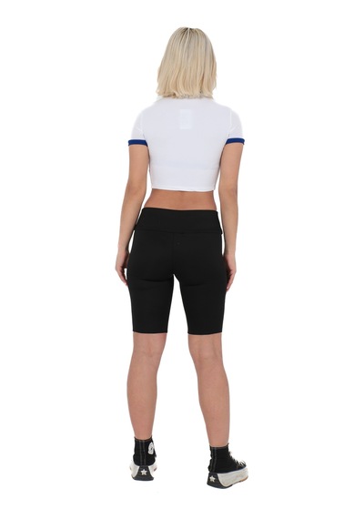 Sortie Collection Bisiklet Yaka Önü Baskılı Pamuklu Crop Tişört Beyaz
