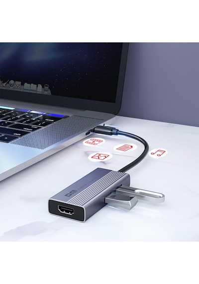 Dm Chb059 Type-c To 4k Hdmı 2 Usb-a Pd 60w Sd Ve Micro Sd Kart Okuyucu Çoklayıcı Hub