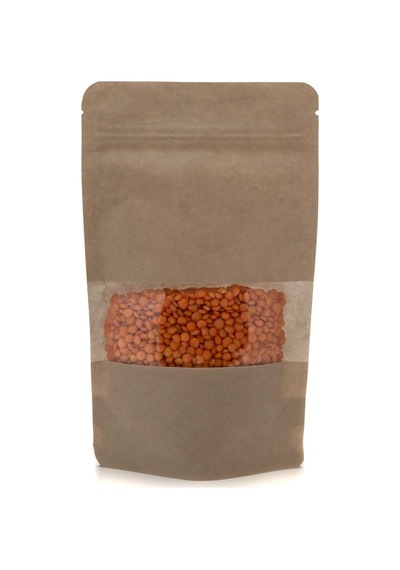 Pencereli Kraft Kilitli Doypack Ambalaj 18 X 29 + 4,5 Cm. 750 Gr. -1000 Adet