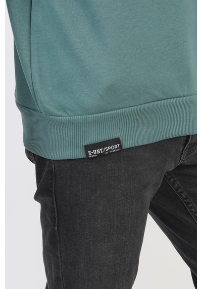 Fermuarlı Respect Baskılı Siyah Erkek Çocuk Sweatshirt-90844 Yeşil