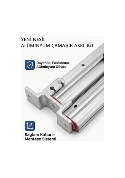 Duvara Monteli Paslanmaz Alüminyum Makaralı Katlanır Çamaşır Askısı İp Hediyeli gri
