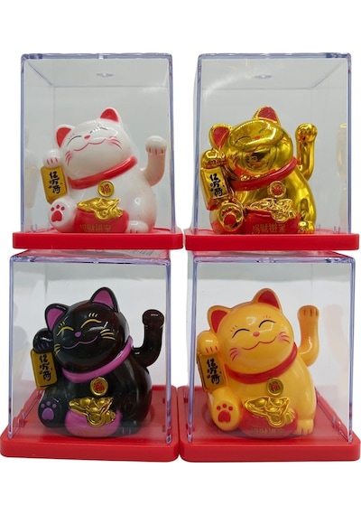 Dörtlü Maneki Neko El Sallayan Şans Kedisi Güneş Enerjili Set No05hdy