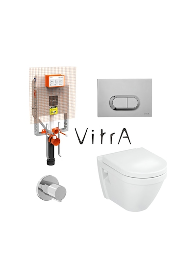 Vitra S50 Kanalsız Asma Klozet 7740t003-0850, Vitra Gömme Rezervuar Set 768-1851 Beyaz