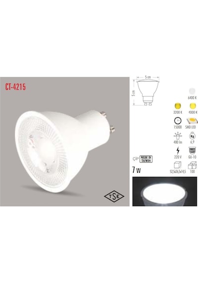 Cata Ct-4215 5 Adet 7W Çanak Led Ampul Gu-10 Duy Lamba (498773735)