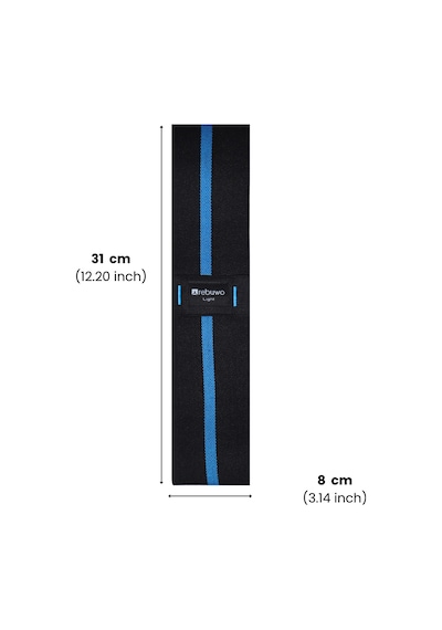 Rebuwo Light Squat Direnç Bandı 31x8 Cm Kaymaz Fitness Egzersiz Lastiği Siyah & Mavi Siyah-mavi