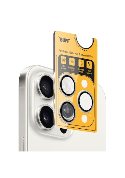 Buff Apple Uyumlu iPhone 16 Pro Max / 16 Pro Titanyum Lens Koruyucu Silver