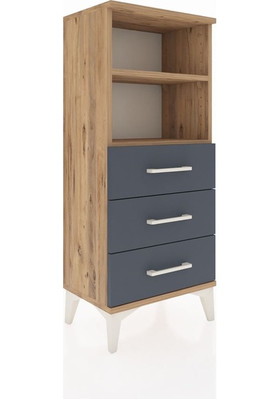 Arges Komodin 2 Raflı 3 Çekmeceli 44x30x106 Çam-antrasit Çam