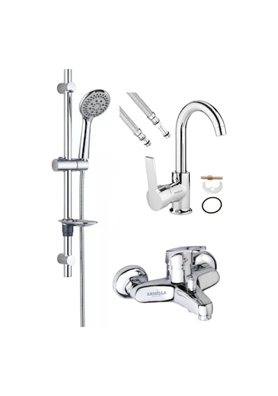 Eko Sürgülü Duş Seti Banyo Bataryası Ve Lüx Gövde Baston Borulu Banyo Lavabo Bataryası Musluğu Diğer