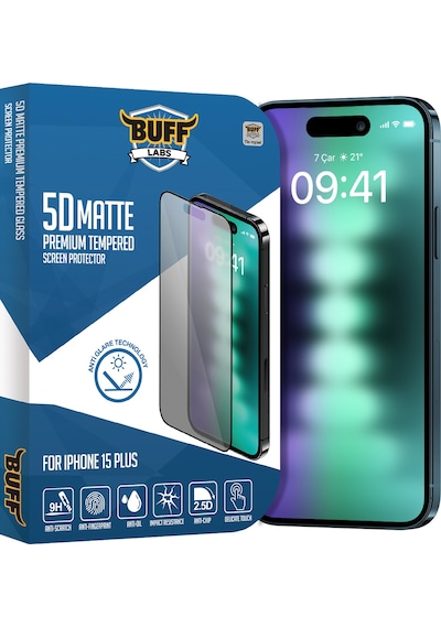 Buff Apple iPhone Uyumlu  15 Plus - 2x5d Ekran Koruyucu + Şeffaf Kılıf + Lens Koruyucu Matte Mat