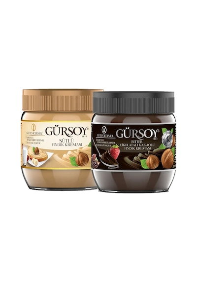 Gürsoy Sütlü Fındık Kreması 400 Gr & Bitter Kakaolu Fındık Kreması 400 Gr