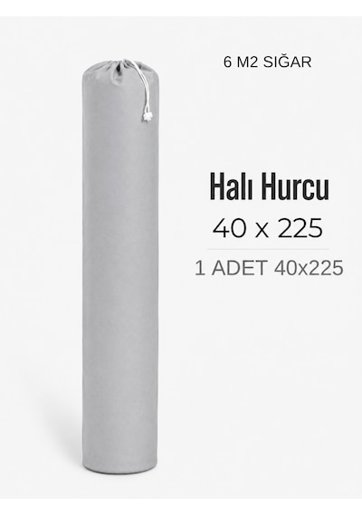 Beylini 40x225 Halı Hurcu 6m2 Lastikli Nefes Alabilir Kokmaz Tela Lastikli Halı Kılıfı Poşeti Ambalajı Taşınma Yastık Saklama Torbası Gri 1 Adet