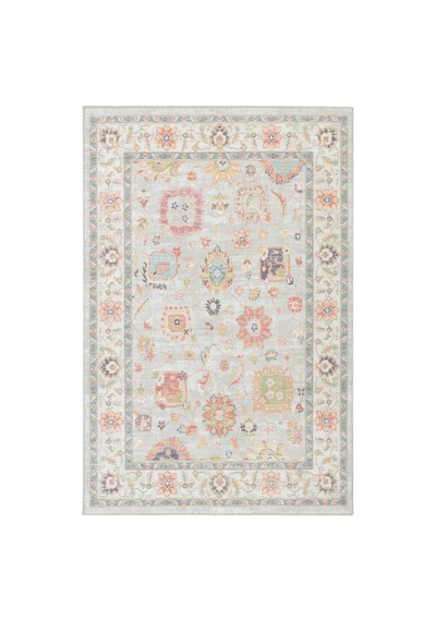 Cool Halı Happy Açık Gri Krem Vintage Halı Kaymaz Taban Bohem Pastel Eskitme Dekoratif Salon Halısı