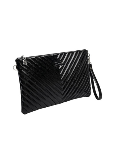 Silver Polo Crash Kırışık Siyah Kapitone V Kadın Portföy Ve Clutch El Çantası Sp1034
