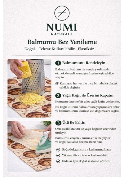 Balmumu Bez Yenileme Kiti Balmumu Blok + Doğal Kumaş Yenileme Seti Natural