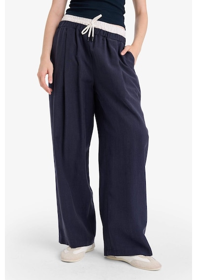 Defacto Baggy Fit Çift Cepli Normal Bel Standart Boy Tensel Pantolon F9743ax25hsnv200 Lacivert
