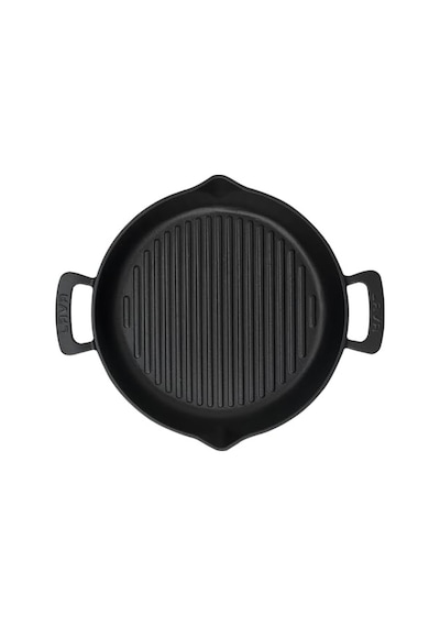 Lava Döküm Yuvarlak Izgara Tava, Metal Kulplu, 32cm, Siyah Genel