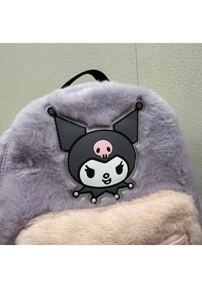 Kuromi Peluş Sırt Çantası Pembe - Mor Kaliteli Sevimli Karikatür Tasarım, Ayarlanabilir Askı Hafif G Çok Renkli