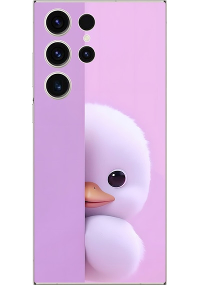 Samsung Galaxy S23 Ultra Uyumlu Şeffaf Kılıf 3 Peluş Ördek Tasarımlı