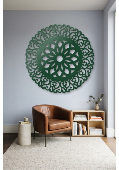 Lotus Mandala Metal Duvar Tablosu - Duvar Sanatı - Duvar Dekoru - Yeşil