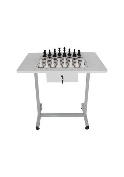 Satranç Masası Komple Metal Ayaklı 60x80 Cm Beyaz