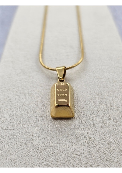 Xuping Külçe Model Çelik Kolye Gold Renk Standart Boy Altın
