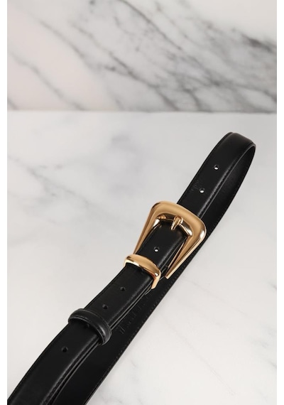 Williampolo Full Grain Deri Gold Toka Siyah Kadın Kemer Siyah