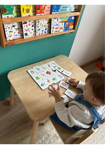 Zeka Kartları Eşleştirme Oyunu Ahşap Hafıza Kartı Oyunu Eğitici Puzzle Oyunları