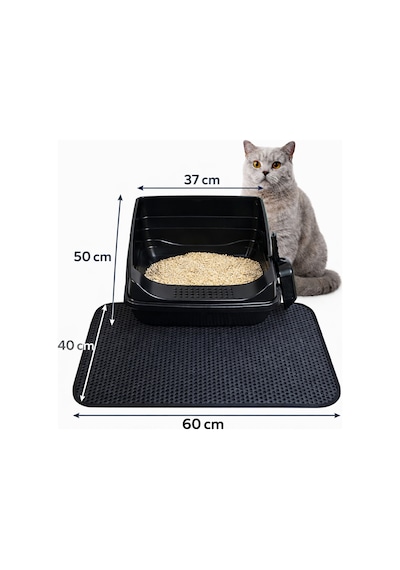 Elekli Açık Kedi Tuvaleti Paspaslı-siyah