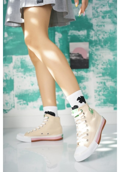 Benetton 30189 Bej Boğazlı Kadın Sneakers
