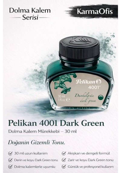 4001 Dark Green Dolma Kalem Mürekkebi 30 Ml Koyu Yeşil Diğer